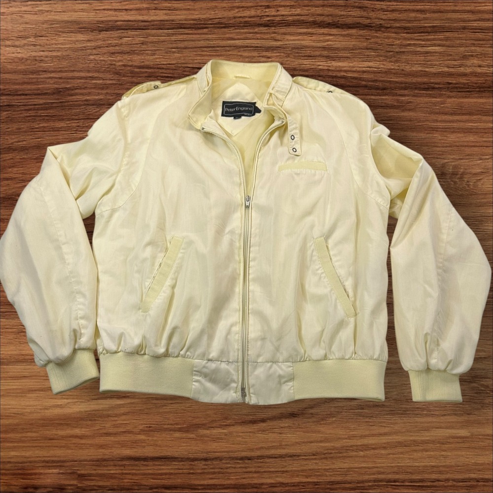 Peter England Mens‎ XL Yellow Bomber Jacket Full Zip Lightweight Casual